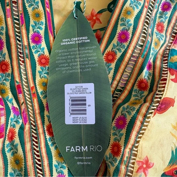 NWT Farm Rio Delicate Fruit Garden Yellow Minidress Small - Picture 8 of 12